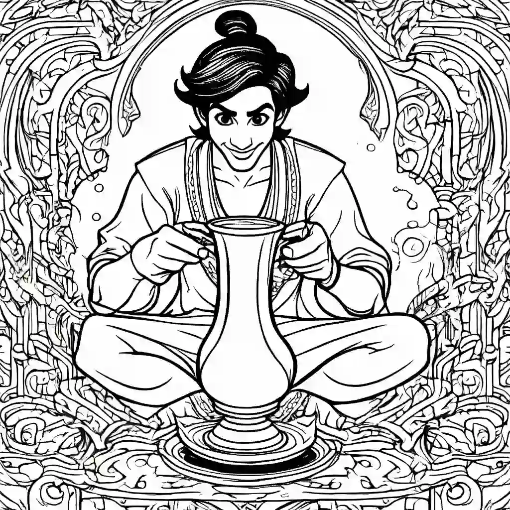 Aladdin and the Magic Lamp coloring pages